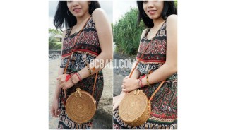 bali circle bags ata grass rattan strap handmade ethnic design